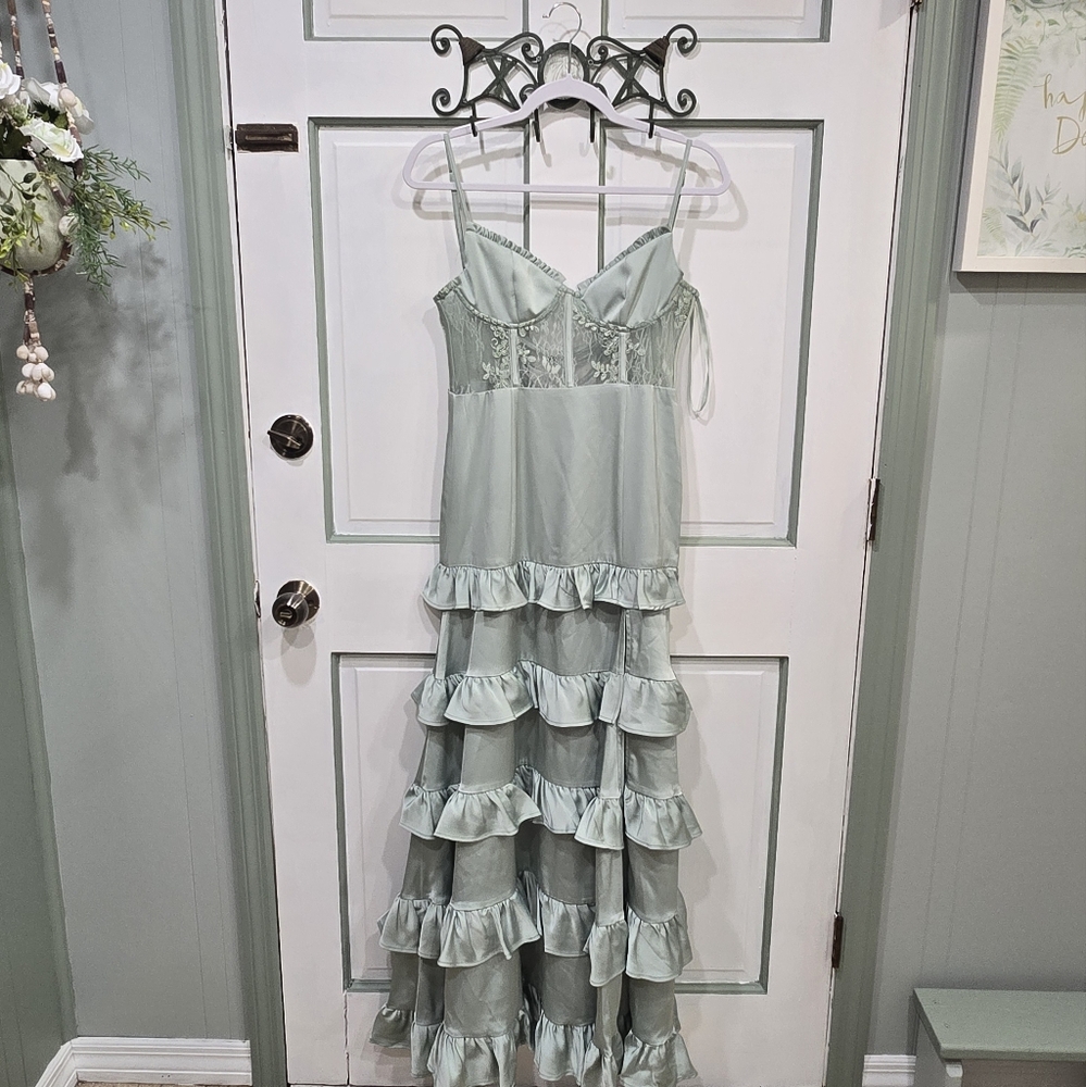 Altar'd State Green Lace Chemise with Corset Bodice Dress - Picture 6 of 7